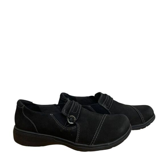 Clarks H Carleigh Pearl Loafer Black Nubuck Women's Sz 9 W New without Box - Picture 1 of 6
